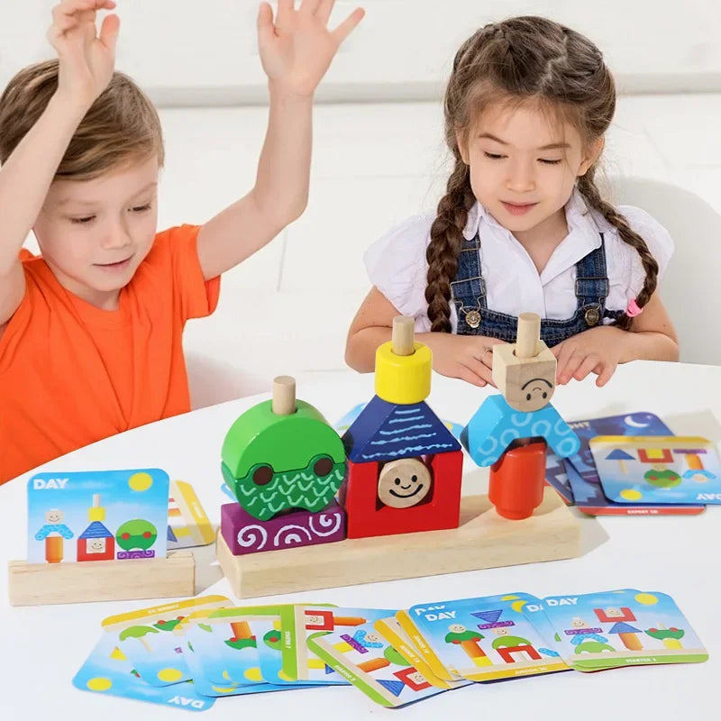 6-Day & Night Creative Montessori Set – Wooden Logic & Pattern Toy ☀️ 🌙